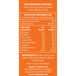 Nutrition facts and ingredients label for Vital Zing Mandarin Water Drops 45ml bottle.