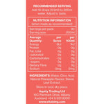 Nutrition facts panel for Vital Zing Pineapple Water Drops showing zero calories, sugar, and carbs per serving.