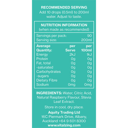 Vital Zing Water Drops Raspberry 45ml