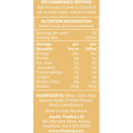 Nutrition information panel for Vital Zing Apple & Feijoa Water Drops showing zero sugar, carbs, and calories per serve.