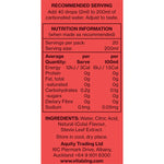 Nutrition information panel for Vital Zing Vital Cola Soda Drops showing ingredients and serving details.