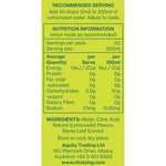 Back of Vital Zing Lemonade Soda Drops 40ml bottle showing nutrition facts, ingredients, and directions.