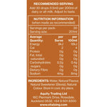 Nutrition information panel for Vital Zing Caramel Milk Drops 40ml showing zero sugar, carbs, and 40 servings.