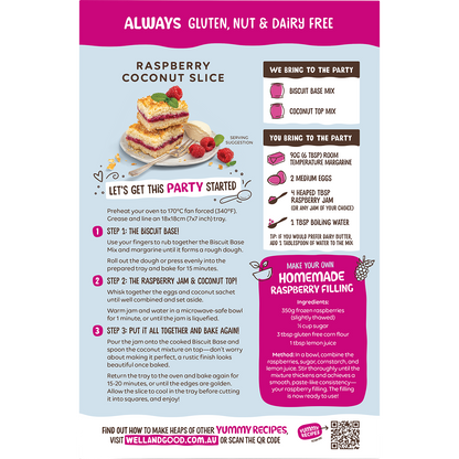 Well & Good Raspberry Coconut Slice Mix 370g