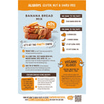 Back of Well & Good Banana Bread Mix 350g box with nutrition facts, ingredients, and preparation instructions.