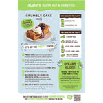 Back of Well & Good Crumble Cake Mix box with ingredients, nutrition facts, and preparation instructions.