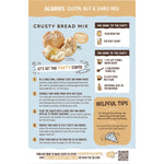 Back of Well & Good Crusty Bread Mix box with ingredients, nutrition facts, and preparation instructions.