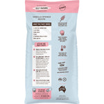 Back of 1kg Well & Good Self Raising Flour pack with nutrition facts, ingredients, and recipe instructions.
