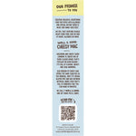Side view of Well & Good Cheesy Mac box highlighting "No Artificial Colours or Flavours" and gluten-free benefits.