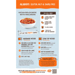 Back of Well & Good Vegan Bolognese 110g box with ingredients, nutrition facts, and preparation instructions.