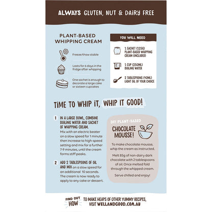Well & Good Plant Based Whipping Cream Powder 250g