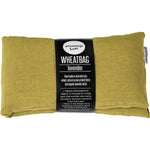 Pistachio green linen wheatbag scented with organic lavender and Australian wheat on a white background.