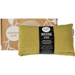 Pistachio green linen wheatbag and gift box scented with organic lavender and Australian wheat.
