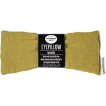 Pistachio green linen lavender scented eye pillow on a white background.