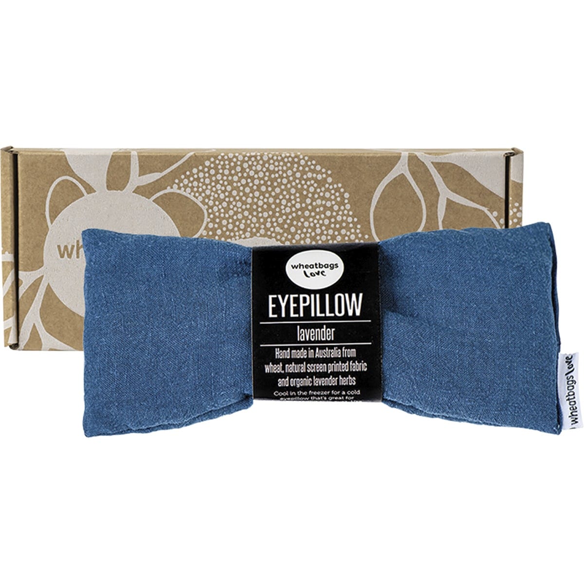 Ocean blue Wheatbags Love luxe linen lavender scented eye pillow and matching storage bag.