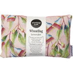 Wheatbag with a native Australian gum blossom floral print on a white background.