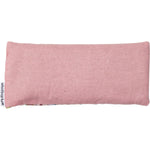 Pink cotton backing of a lavender-scented gum blossom eyepillow on a white background.