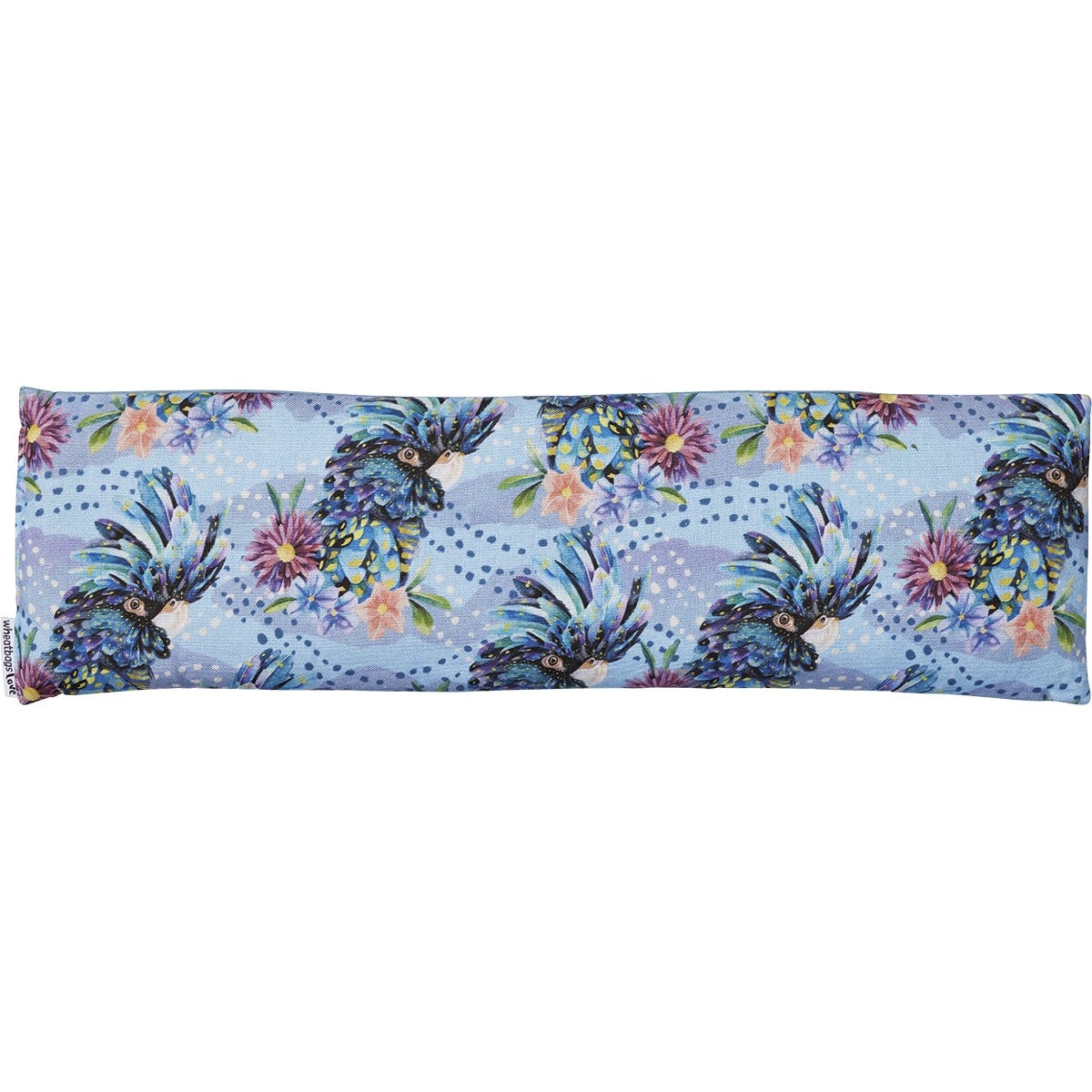 Blue Cockatoo wheatbag shown inside its open matching gift box on a white background.