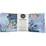 Lavender-scented eye pillow with a blue cockatoo and botanical print on a white background.