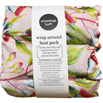Wheatbags Love wrap-around heat pack in Gum Blossom floral print with adjustable cotton straps.