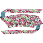 Protea floral print wrap-around heat pack in its matching gift box on a white background.