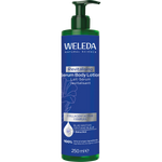 Weleda Blue Gentian Revitalising Serum Body Lotion 250ml pump bottle with purple floral label on a white background.