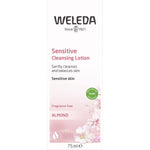 Front of the pink and white box for Weleda Sensitive Cleansing Lotion with Almond.