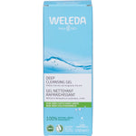 Green and white box of Weleda Deep Cleansing Gel 150ml with aloe vera and witch hazel on a white background.