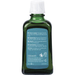 Back of a 100ml glass bottle of Weleda Revitalising Hair Tonic showing product information and instructions.