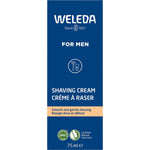 Blue and white Weleda Shaving Cream for Men retail box on a white background.