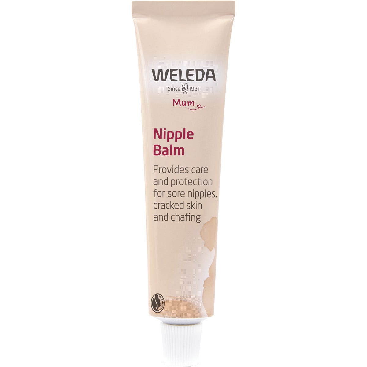 Front view of a 25g tube of Weleda Nipple Balm for breastfeeding care and protection.