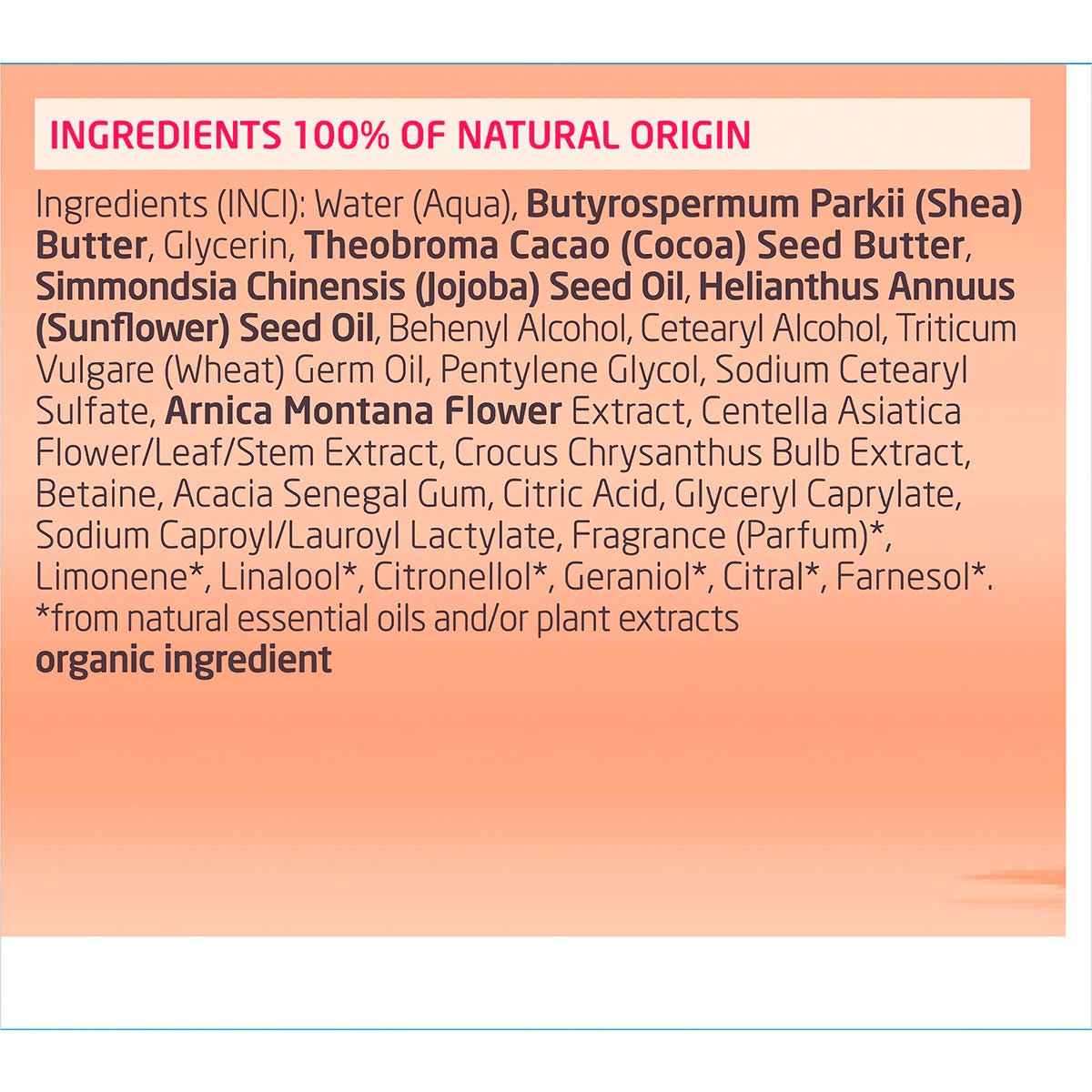 Left side of Weleda Stretch Mark Body Butter box showing key benefits, a NaTrue logo, and a vegan certification symbol.