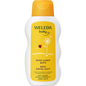 200ml orange bottle of Weleda Calendula Good Night Bath Baby with a white flip-top cap and a floral label.