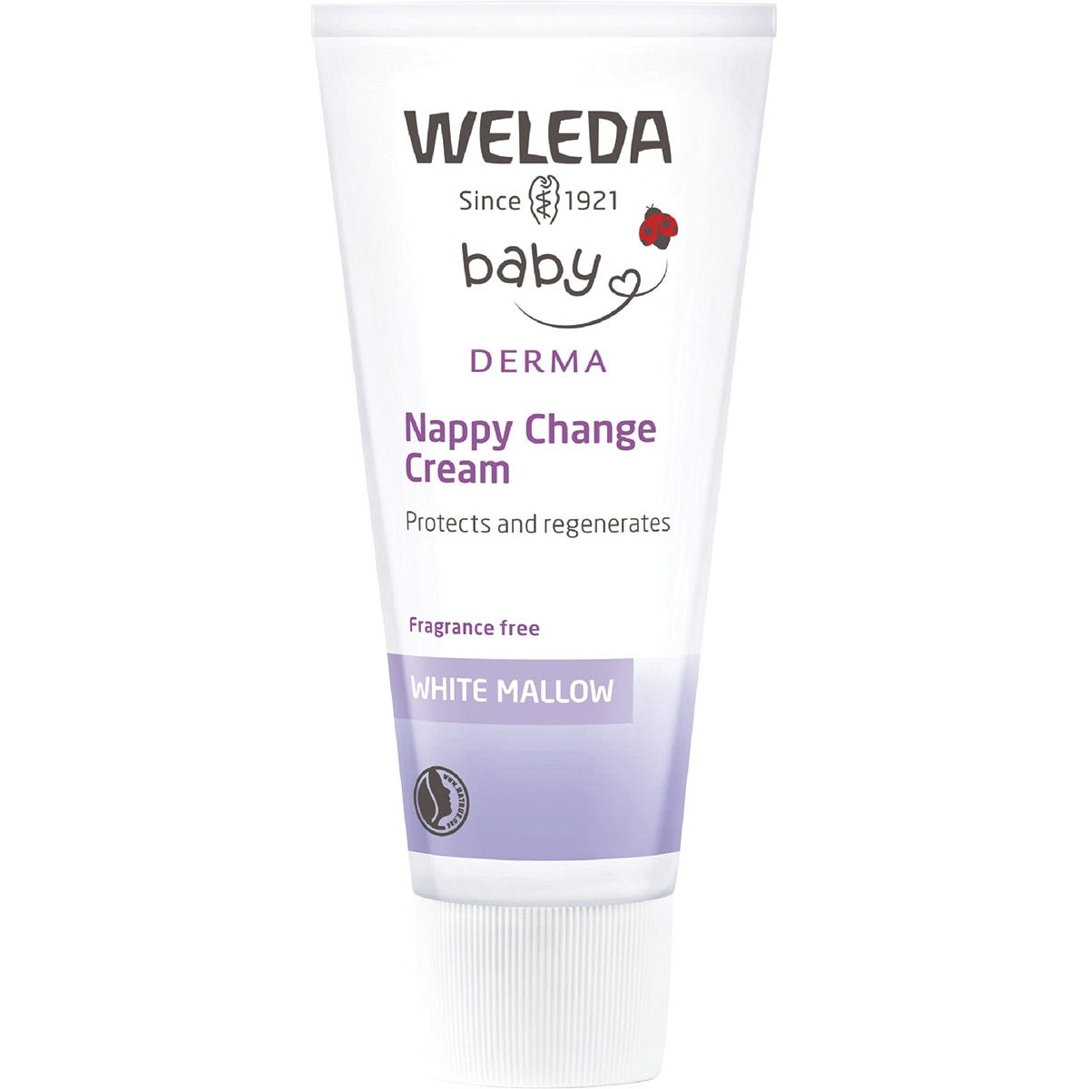 Weleda White Mallow Nappy Change Cream 50ml tube on a white background.
