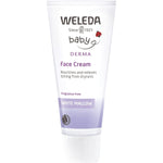 50ml tube of Weleda Baby Derma White Mallow Face Cream for sensitive skin on a white background.
