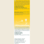 Product label with text on a yellow background