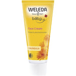 50ml tube of Weleda Baby Calendula Face Cream with organic ingredients for gentle skin hydration.