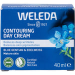 Blue and white box for Weleda Contouring Day Cream featuring floral illustrations and 40ml product size.