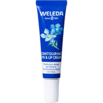 10ml tube of Weleda Contouring Eye and Lip Cream featuring blue gentian and edelweiss on a white background.