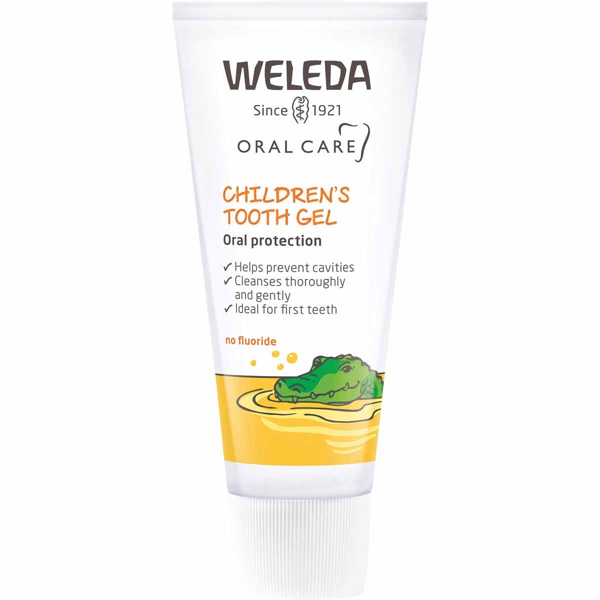 50ml tube of Weleda Children's Tooth Gel, a fluoride-free natural toothpaste with calendula and silica.