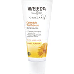 75ml tube of Weleda Calendula Toothpaste with an orange and white label on a white background.
