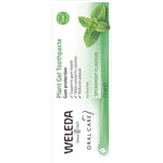 Back of Weleda Plant Gel Toothpaste box with ingredients, product benefits, and NaTrue certification.