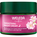 40ml tube of Weleda Smoothing Night Cream with Wild Rose and White Tea on a white background.