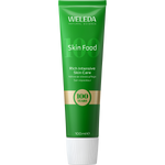 A 100 ml green squeeze tube of Weleda Skin Food Rich Intensive Skin Care with a white cap, shown on a solid white background.