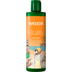 400ml bottle of Weleda Vitality Sea Buckthorn Shower Cream with an orange label.