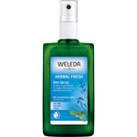 100ml glass spray bottle of Weleda Herbal Fresh Sage Deodorant with a green and white label.
