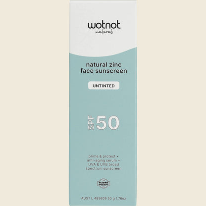 Wotnot Natural Zinc Face Sunscreen SPF 50 Untinted 50g