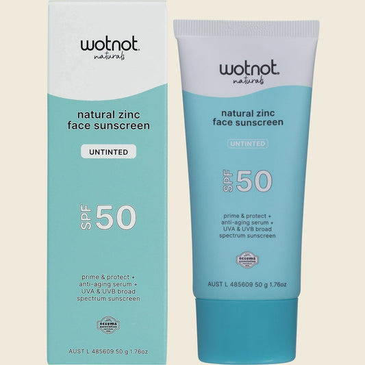 Wotnot Natural Zinc Face Sunscreen SPF 50 Untinted 50g