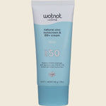 50g tube of Wotnot Natural Zinc Sunscreen & BB+ Cream SPF 50 in Beige shade on a white background.