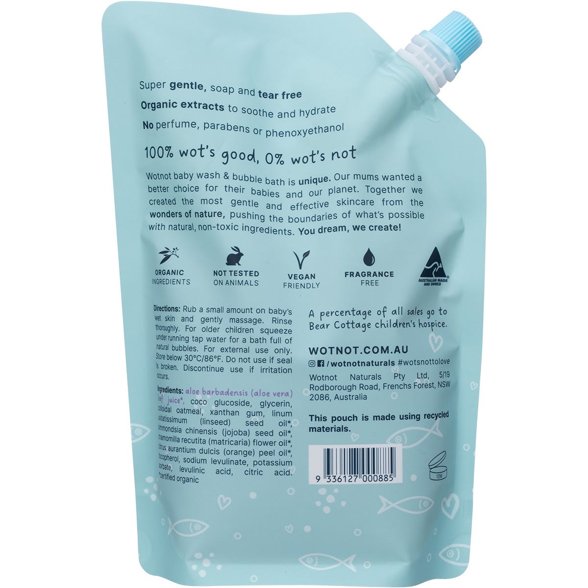 Wotnot Baby Wash & Bubble Bath Refill Pack For Sensitive Skin 500ml